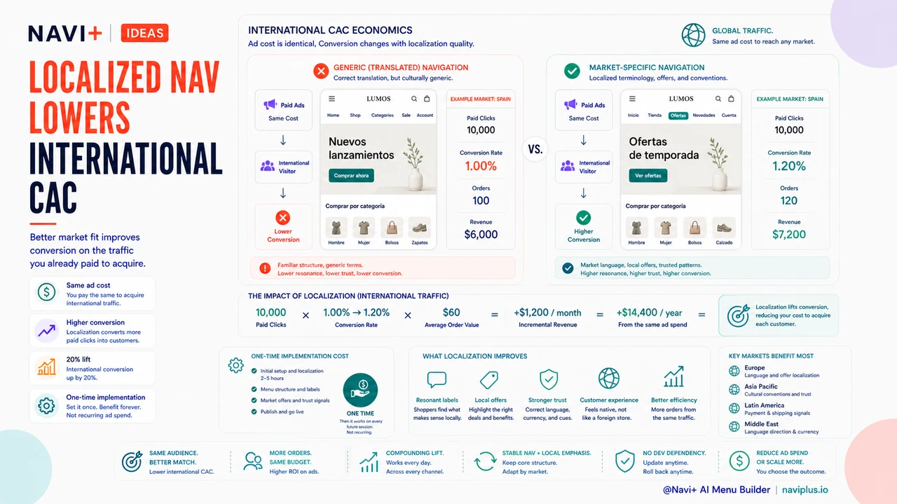 Outcome illustration for Localized navigation — how to design menus for international customers without rebuilding your store