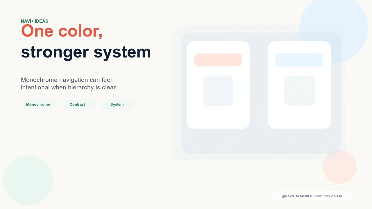 A navigation menu built on a deep forest green monochrome palette — dark green background, lighter green category labels, light green active states, and white text — creating a distinct, cohesive visual identity from a single color