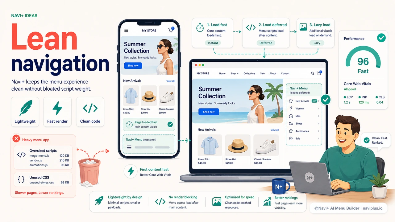 Solution illustration for A menu app is slowing down your store — PageSpeed in the red, Google rankings dropping