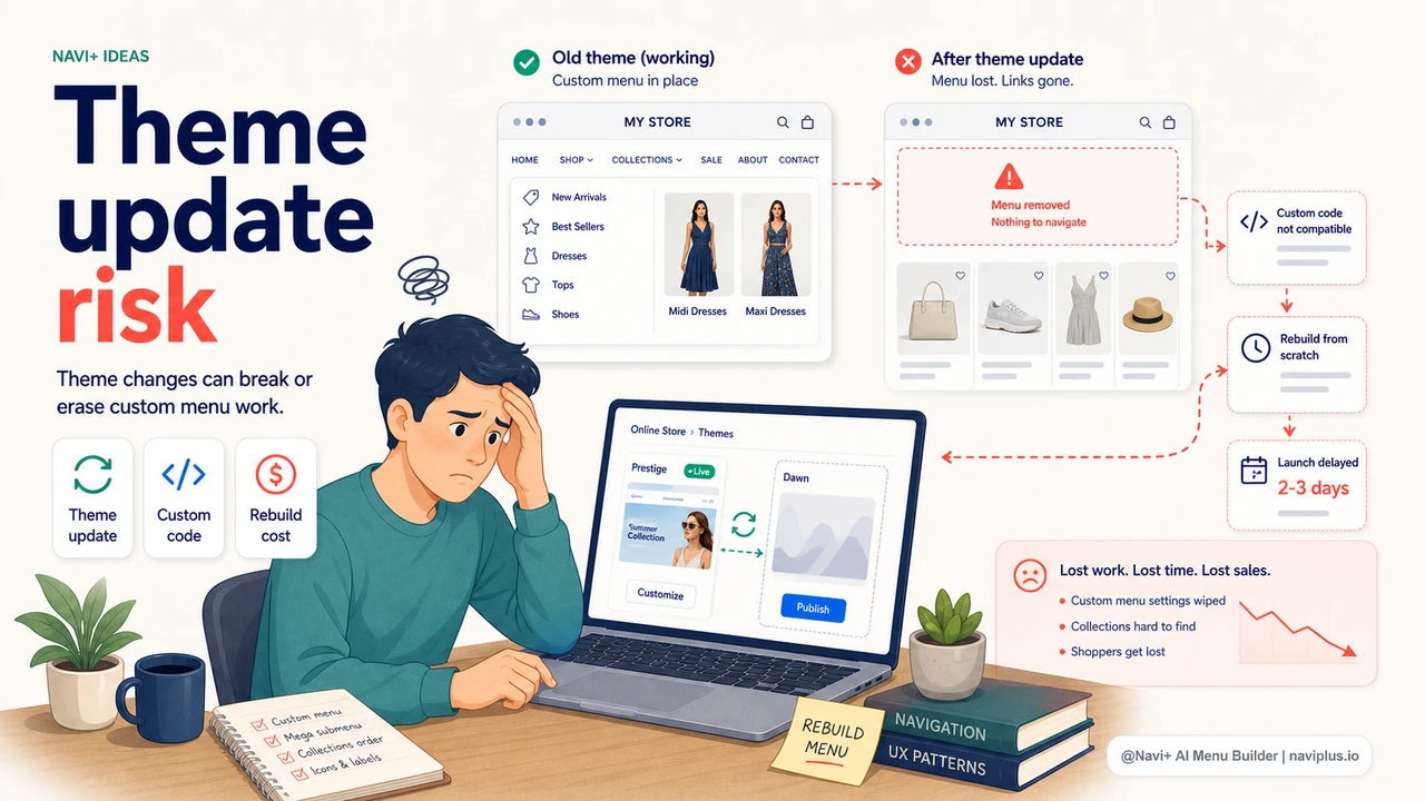 Web design on laptop — keeping menu independent from Shopify theme