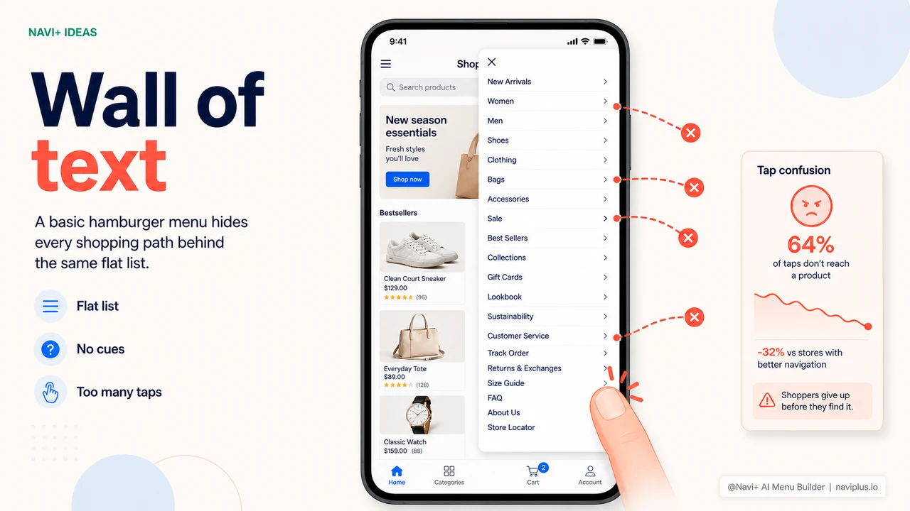 Shopifyのハンバーガーメニューが単純すぎる