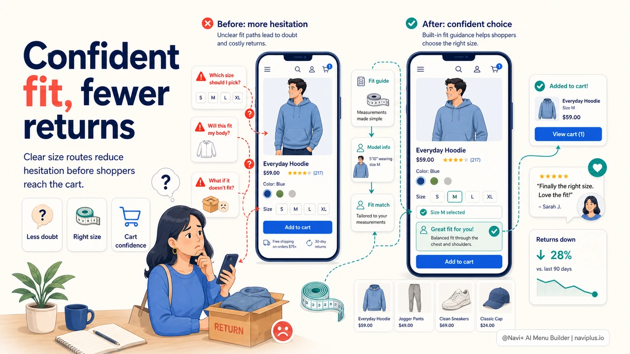 Shoppers reaching better-fit products through size-aware navigation and buying with more confidence