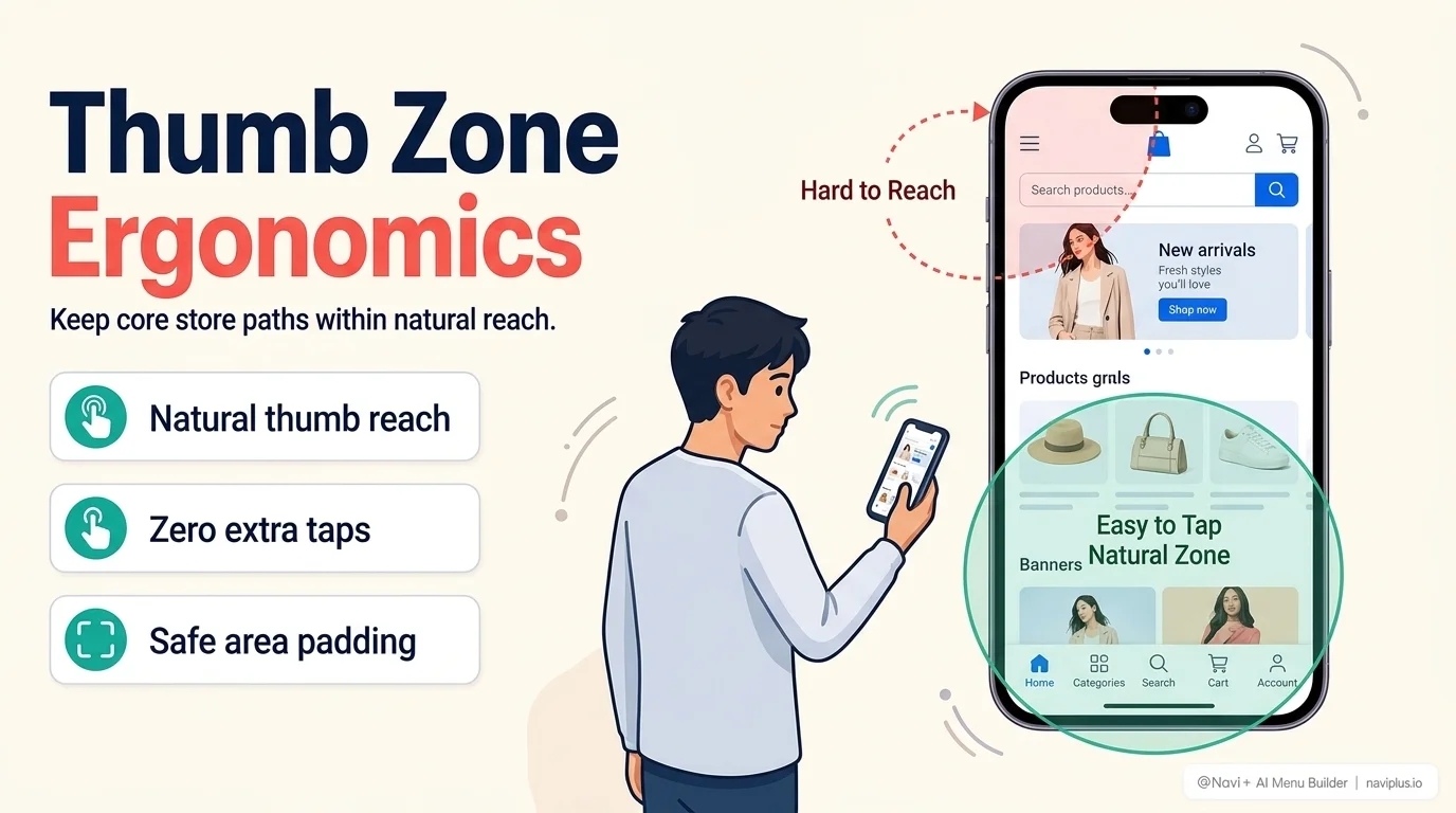 Shopify Bottom Navigation and Mobile Thumb Zone Ergonomics
