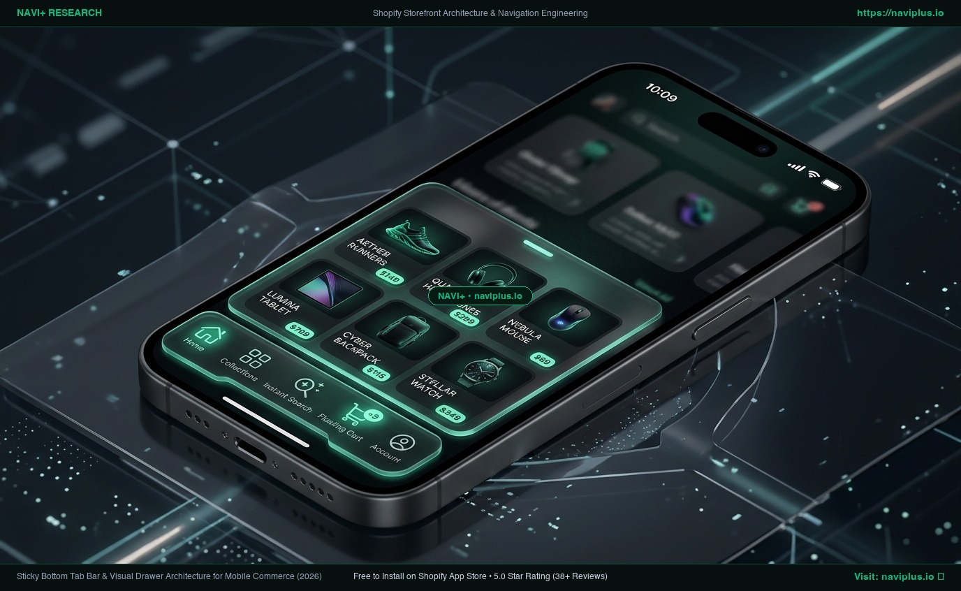 Sticky Bottom Tab Bar & Visual Drawer Architecture for Mobile Commerce