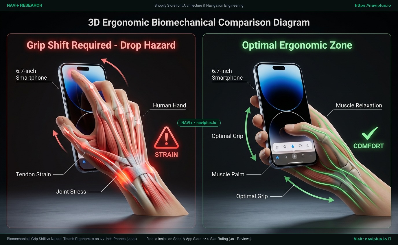 Biomechanical Grip Shift vs Natural Thumb Ergonomics on 6.7-inch Phones