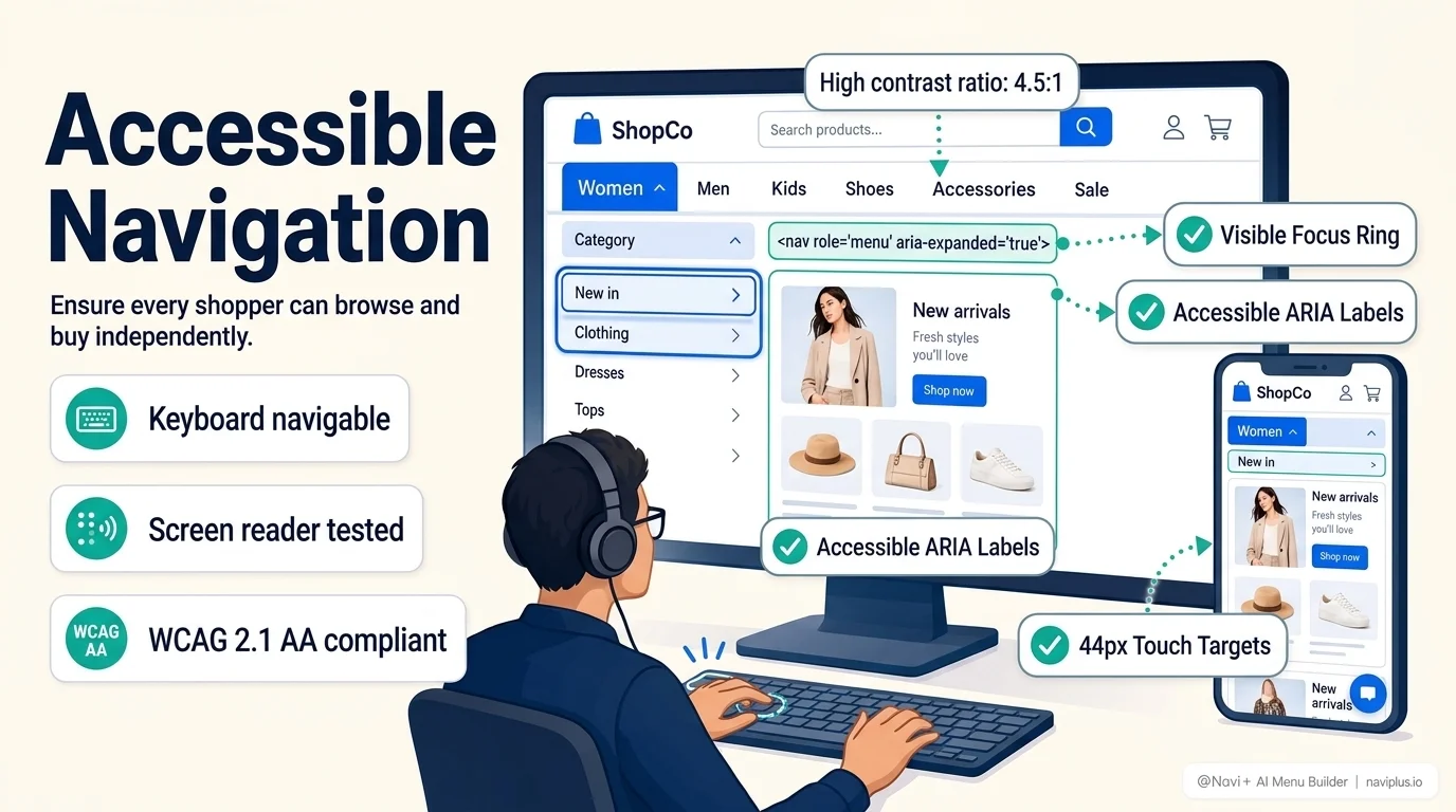 Web Accessibility (WCAG) and Screen Reader Friendly Store Navigation
