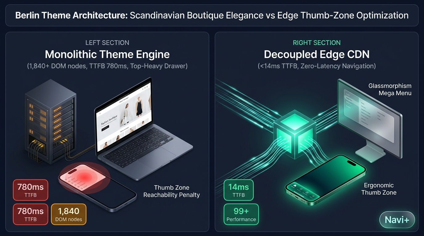 Shopify Berlin Theme Review: Clean Canvas Monolith vs. Decoupled Edge Architecture
