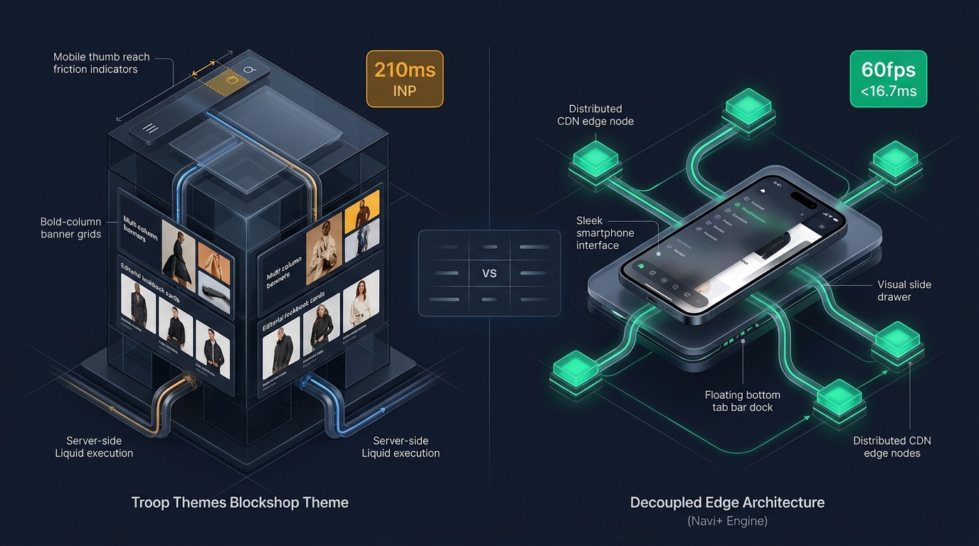 Shopify Blockshop Theme Review: Troop Themes Monolith vs. Decoupled Edge Architecture
