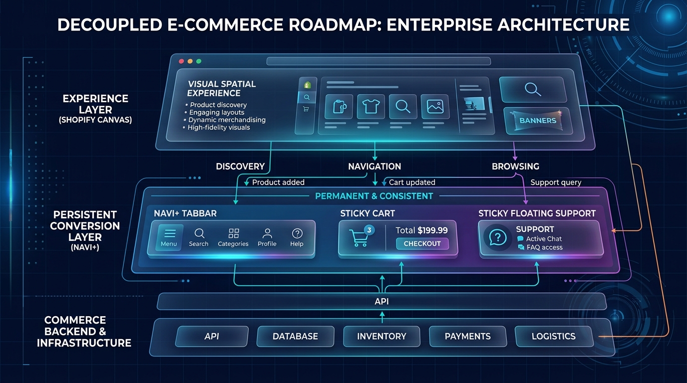 Decoupled E-commerce Roadmap: Canvas Experience Layer vs Navi+ Persistent Conversion Layer