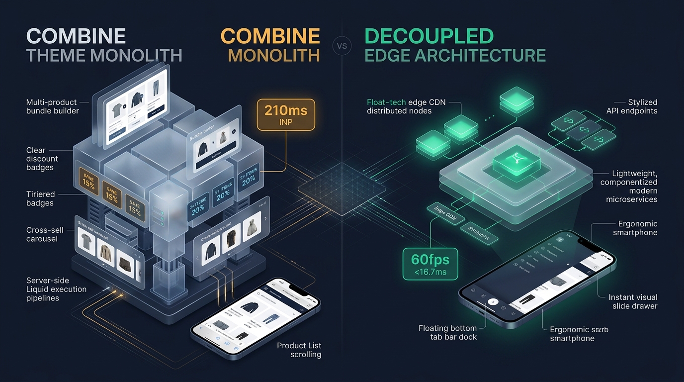 Shopify Combine Theme Review: Krown Themes Monolith vs. Decoupled Edge Architecture