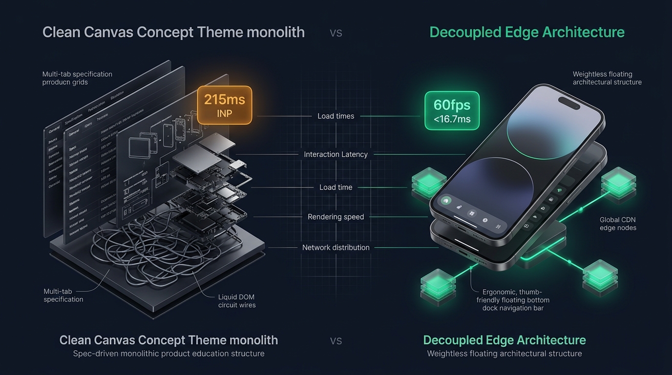 Shopify Concept Theme Review: Clean Canvas Monolith vs. Decoupled Edge Architecture