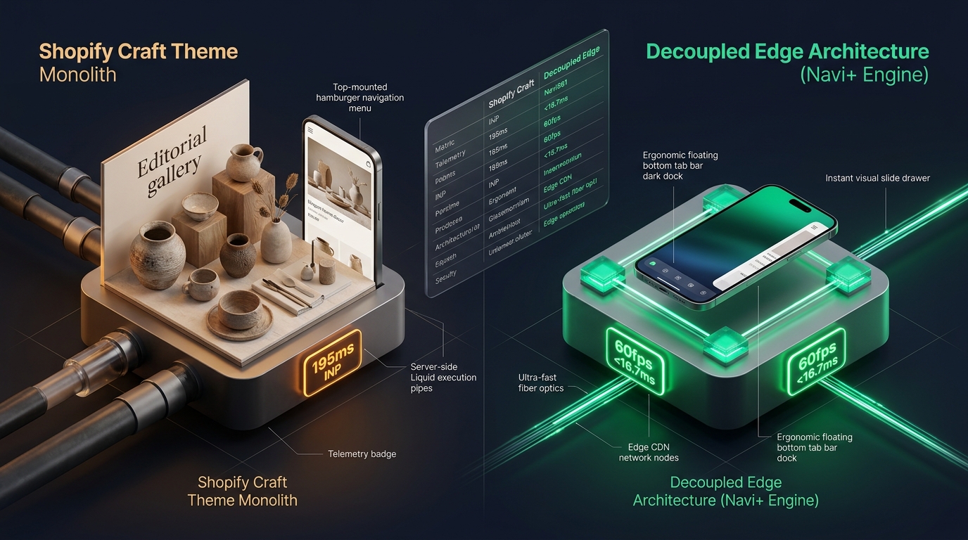 Shopify Craft Theme Review: Shopify Monolith vs. Decoupled Edge Architecture