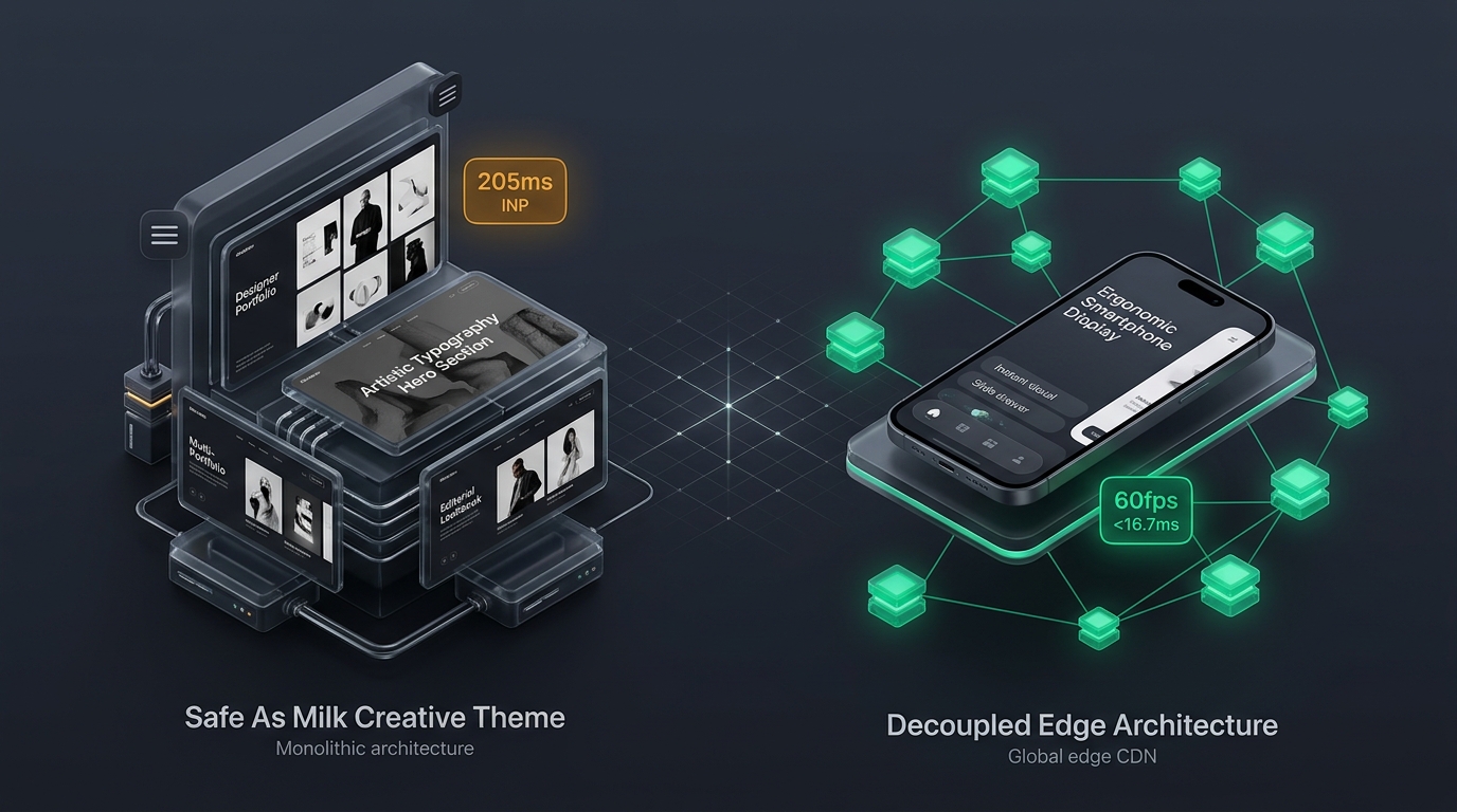 Shopify Creative Theme Review: Safe As Milk Monolith vs. Decoupled Edge Architecture