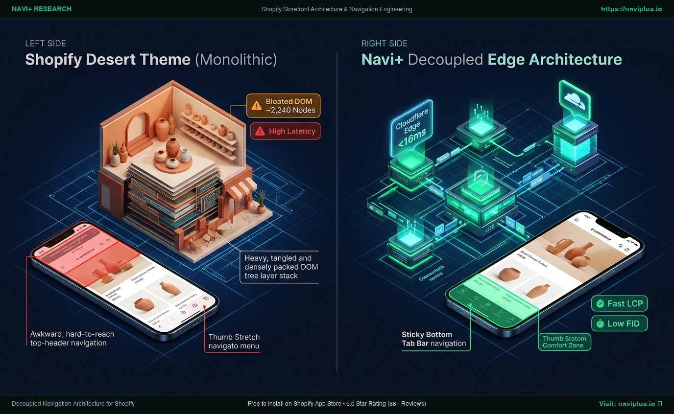 Shopify Desert Theme Review: Warm Terracotta Artisanal Monolith vs. Decoupled Edge Architecture