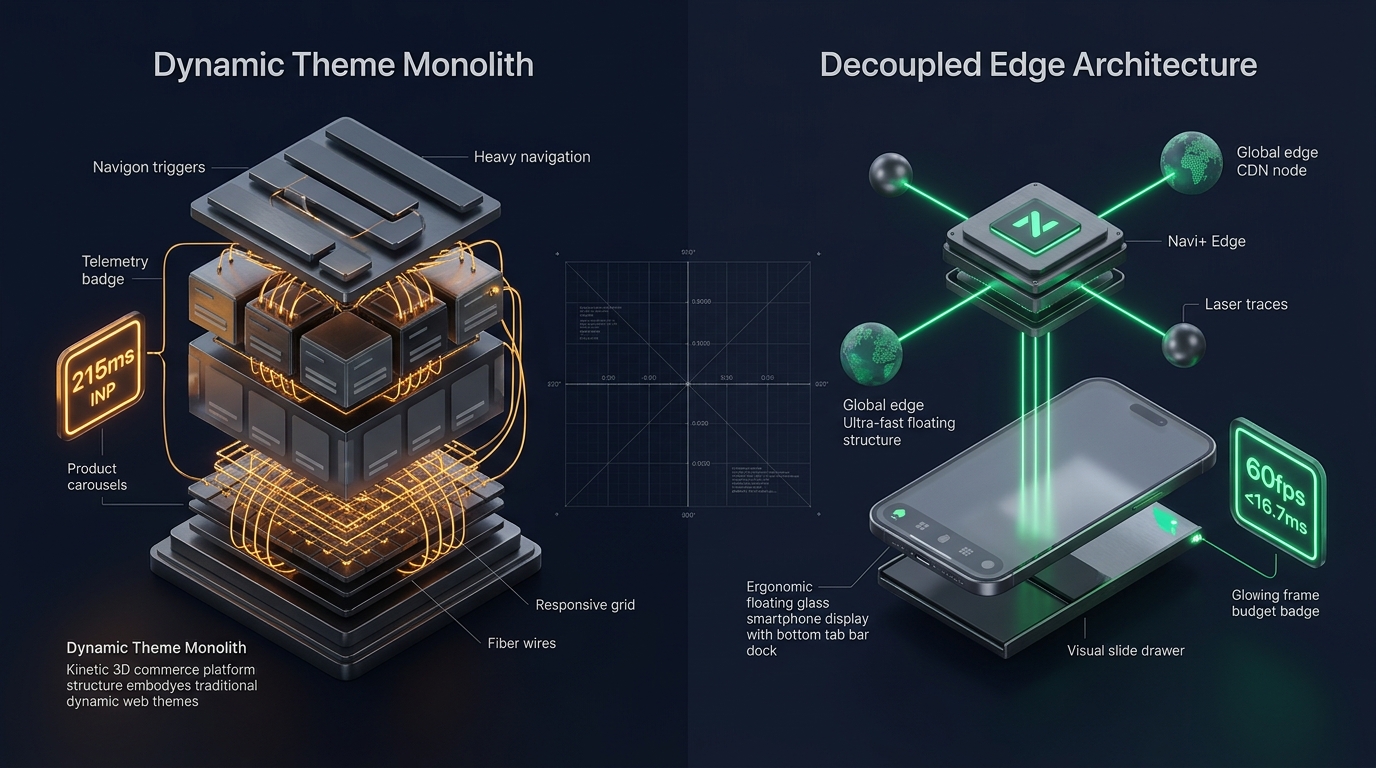 Shopify Dynamic Theme Review: Vowel Web Monolith vs. Decoupled Edge Architecture