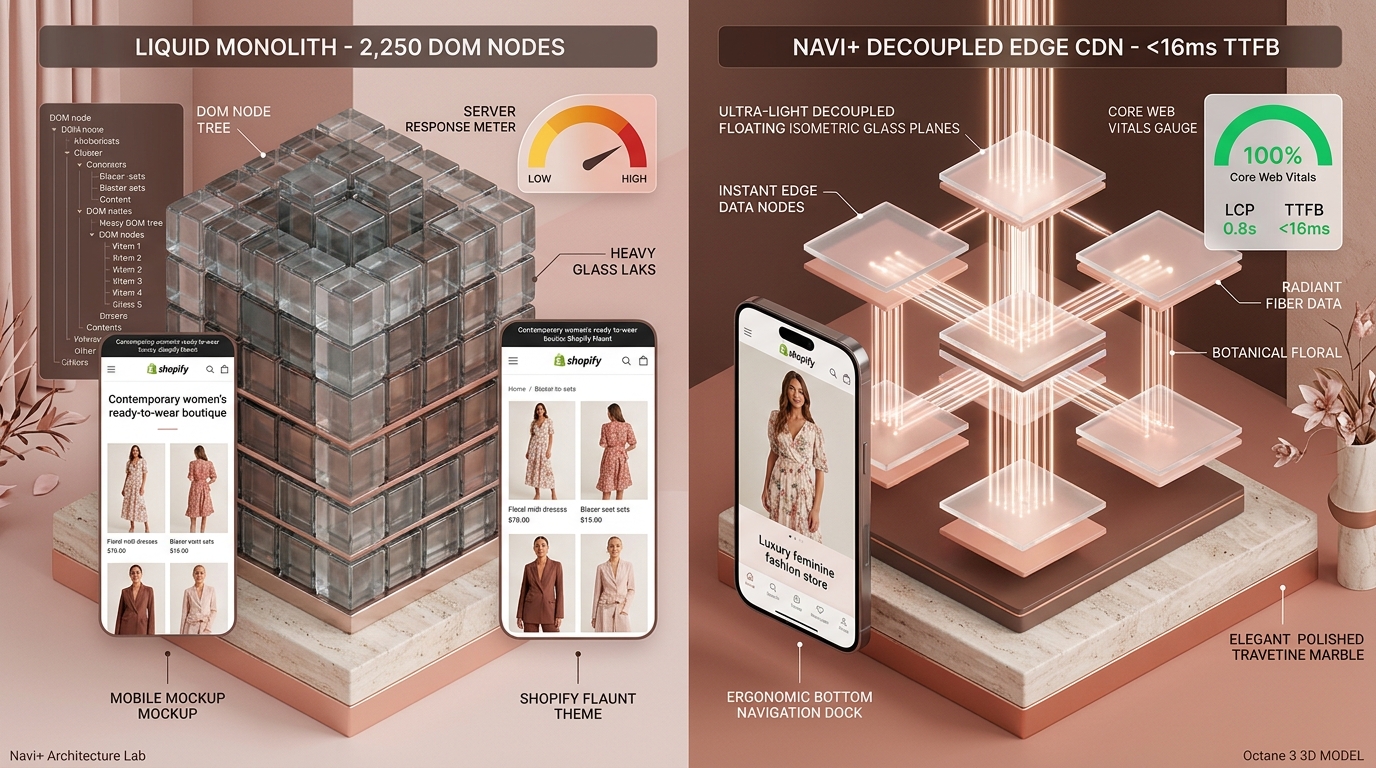 Shopify Flaunt Theme Review: Textile Bolt Monolith vs. Decoupled Edge Architecture