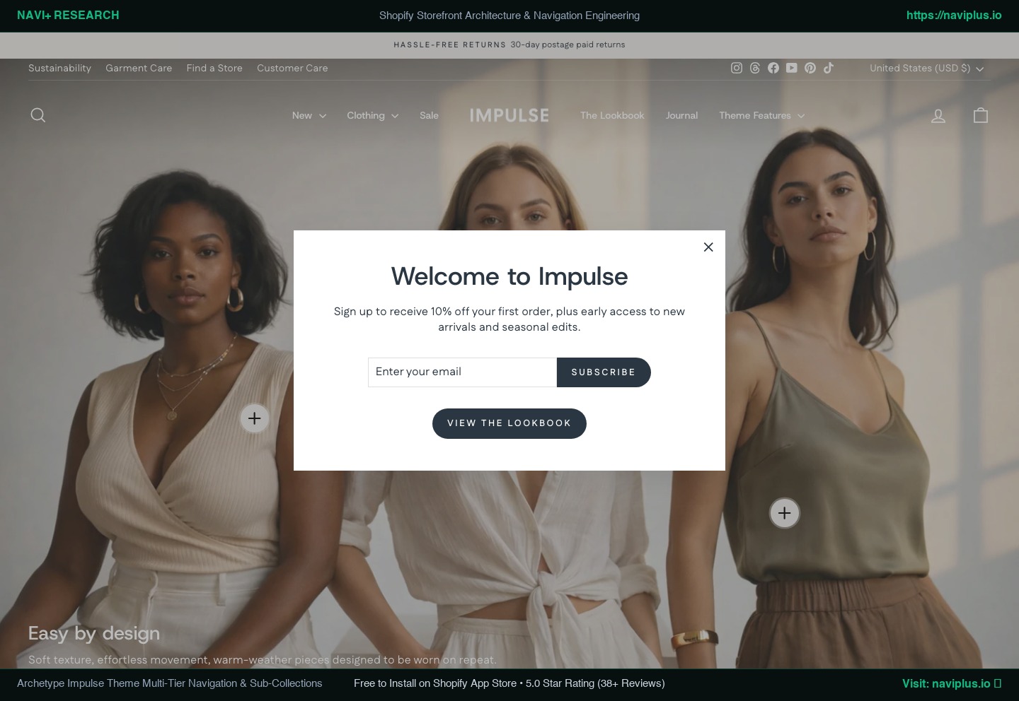 Impulse Theme Mega Menu and Sub-collections