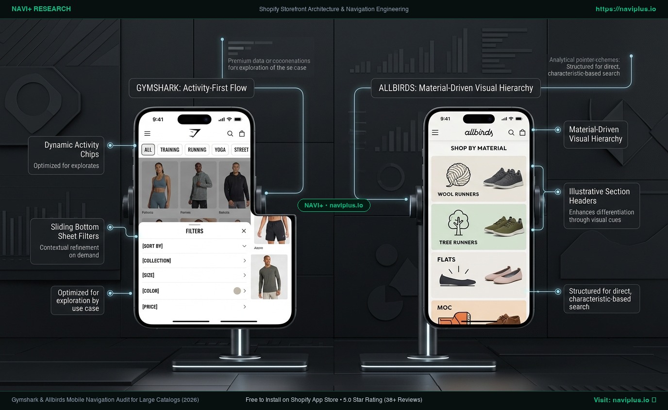 Gymshark and Allbirds Mobile Navigation Audit