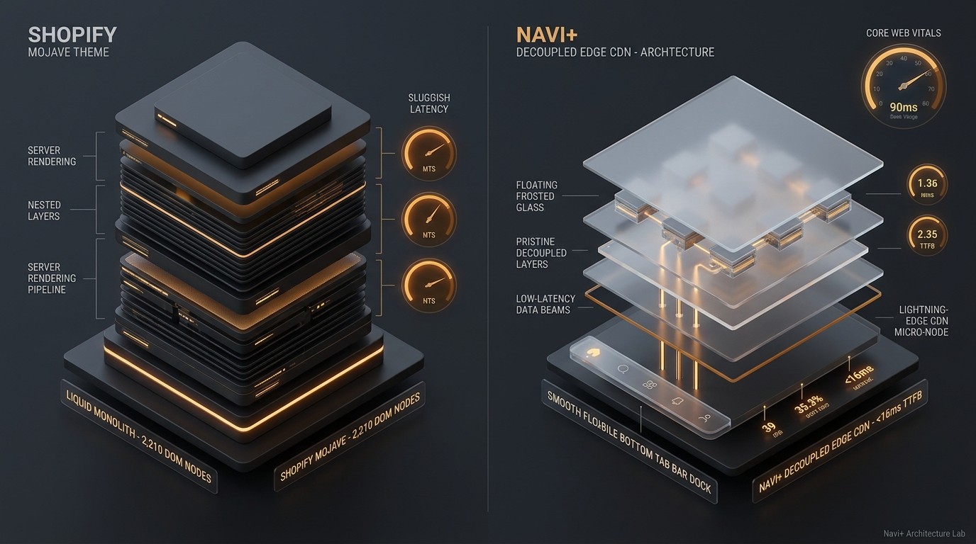 Shopify Mojave Theme Review Architecture Infographic
