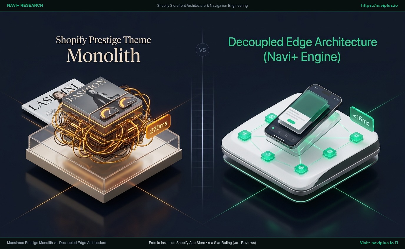 Shopify Prestige Theme Review: Maestrooo Monolith vs. Decoupled Edge Architecture