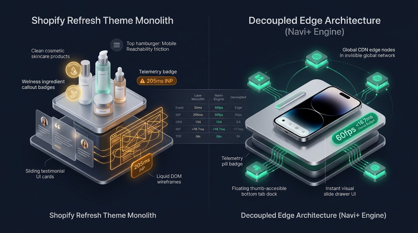 Shopify Refresh Theme Review: Shopify Monolith vs. Decoupled Edge Architecture