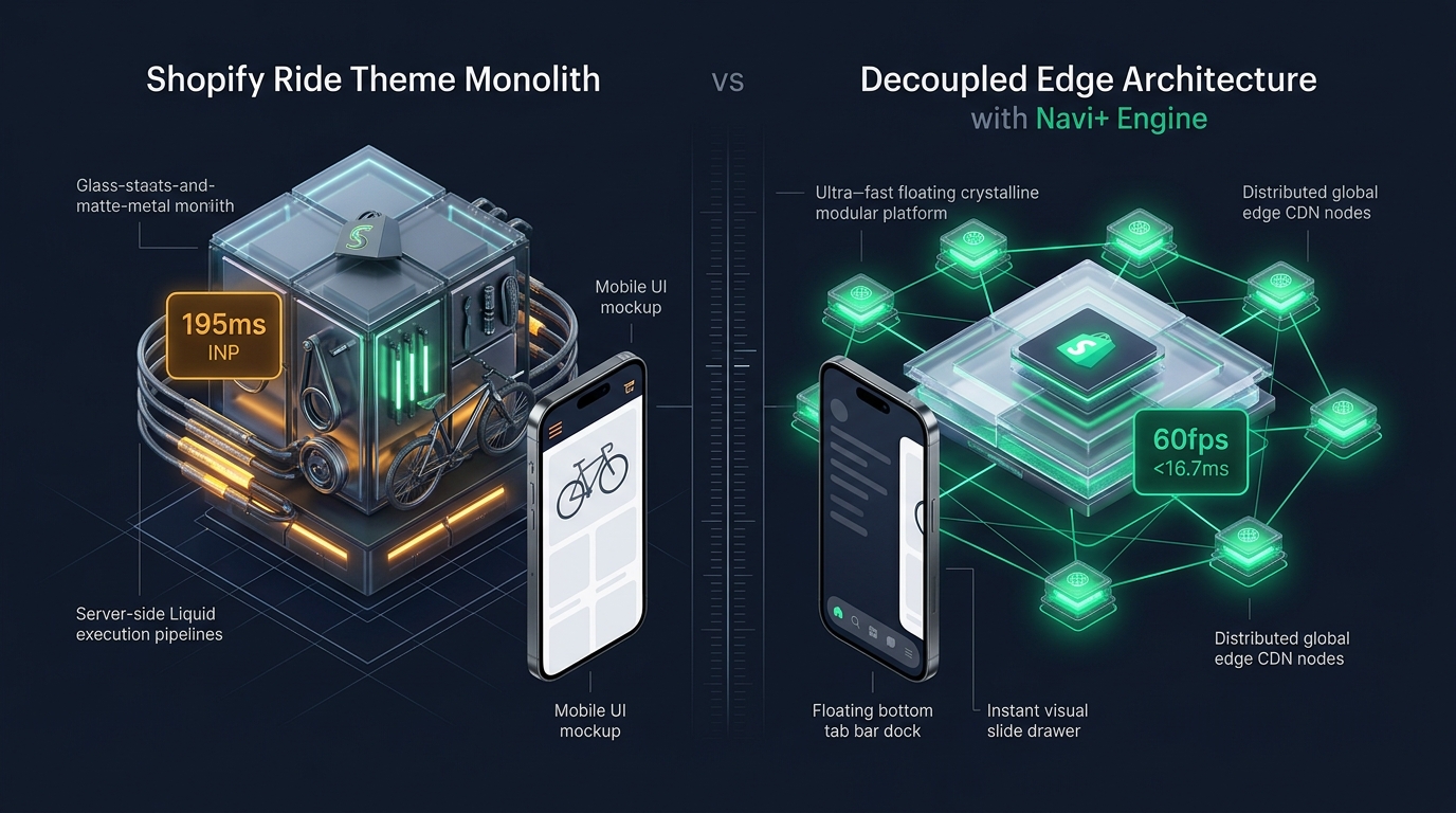 Shopify Ride Theme Review: Shopify Monolith vs. Decoupled Edge Architecture