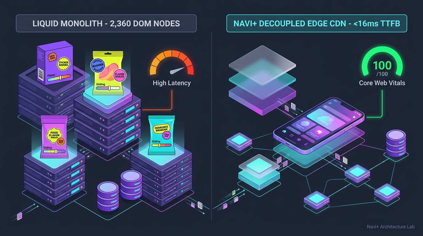 Shopify Shapes Theme Review: Bold Geometric Stickers, FMCG Food & Beverage Monolith vs. Decoupled Edge Architecture
