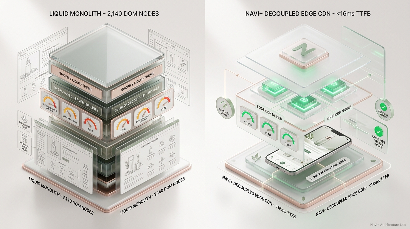 Shopify Shine Theme Review: Clean Skincare, Ingredient Guides & Before/After Sliders vs Decoupled Edge Architecture
