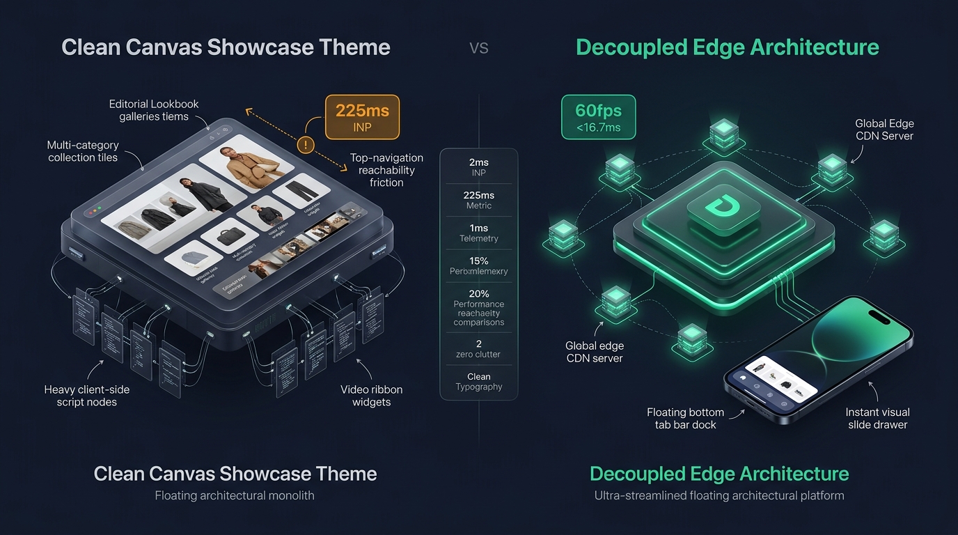 Shopify Showcase Theme Review: Clean Canvas Monolith vs. Decoupled Edge Architecture