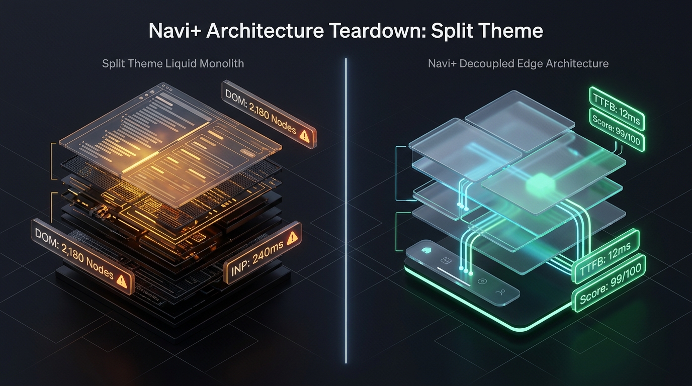 Shopify Split Theme Test: Krown Themes Monolith vs. Decoupled Edge Architektur