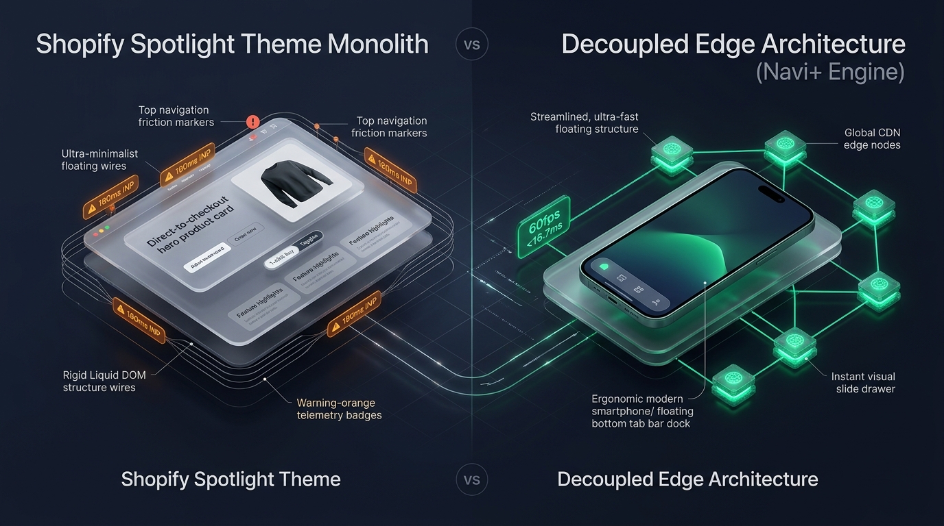 Shopify Spotlight Theme Review: Shopify Monolith vs. Decoupled Edge Architecture