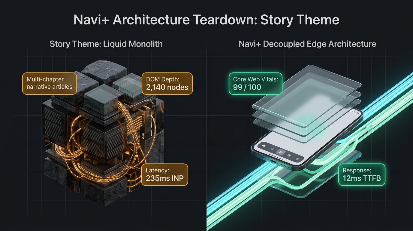 Shopify Story Theme Review: Groupthought Monolith vs. Decoupled Edge Architecture