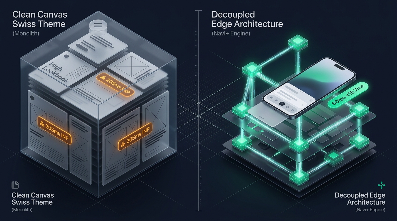 Shopify Swiss Theme Review: Clean Canvas Monolith vs. Decoupled Edge Architecture