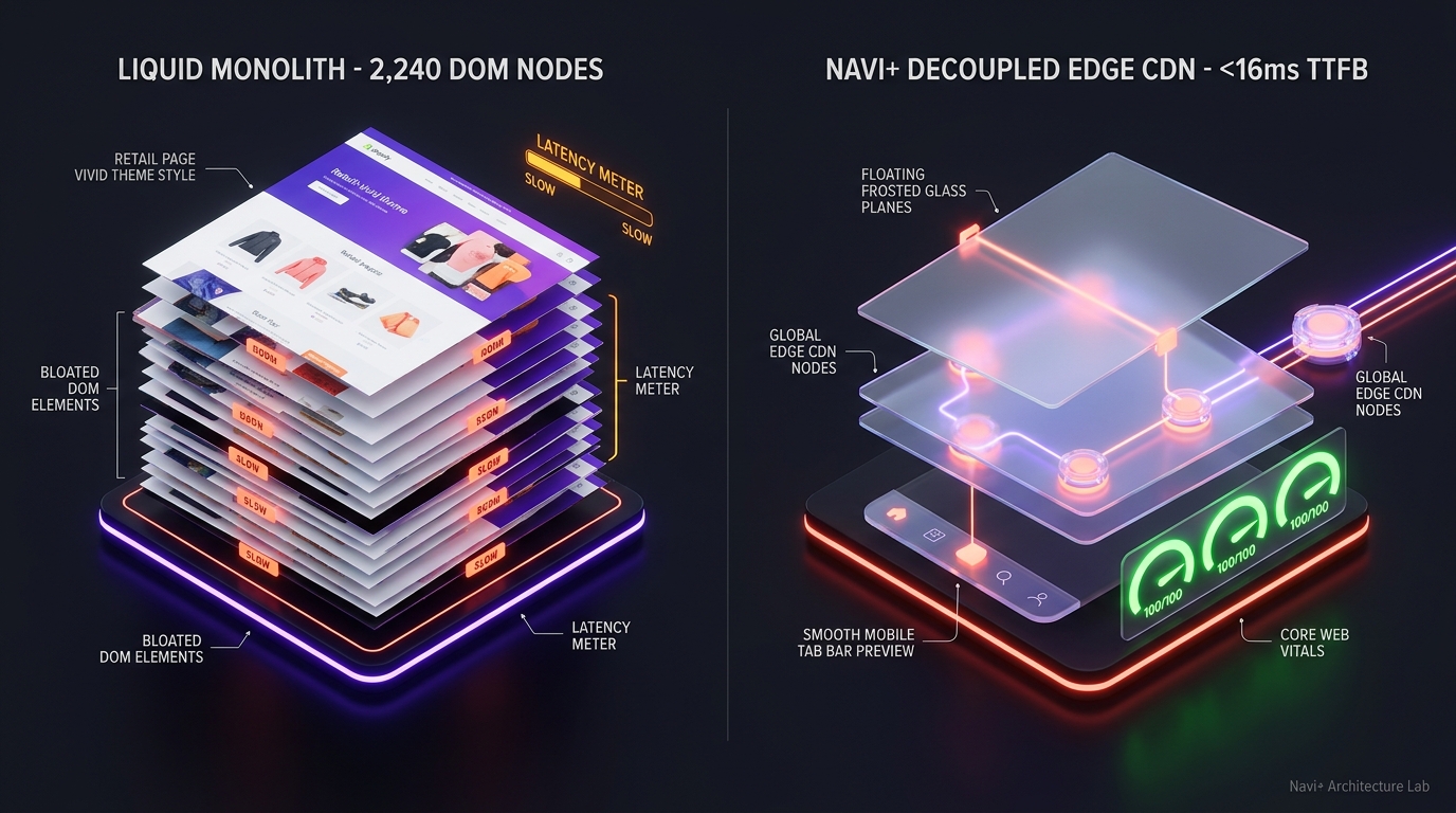 Shopify Vivid Theme Review: Multi-Category Visual Monolith vs. Decoupled Edge Architecture