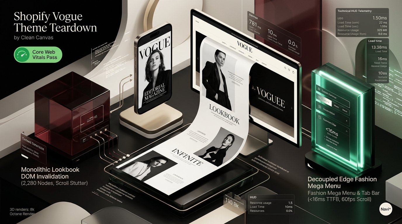 Shopify Vogue Theme Review: Clean Canvas Monolith vs. Decoupled Edge Architecture